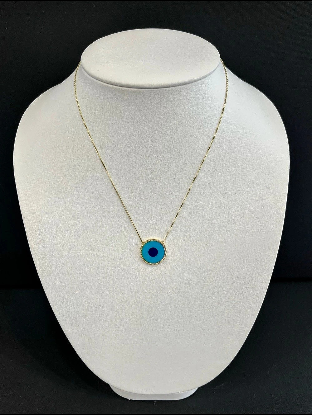 Jennifer Meyer Evil Eye Necklace Pendant Necklace in Blue & Gold